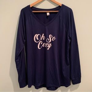 🏷️New Directions Intimates Navy Oh So Cozy Pajama PJ Top XL NWOT